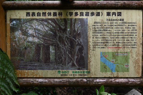 「西表自然休養林(宇多良遊歩道)案内図」解説板
