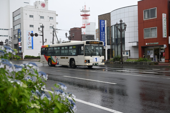 雨の日、くしろバス